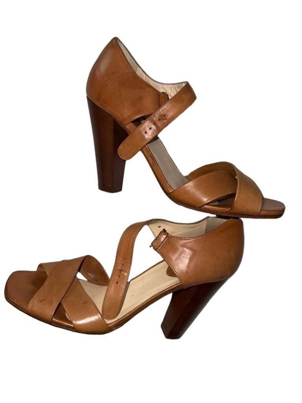Cole Haan Collection Sandals Size 8B Brown Leather Heels Shoes - Picture 3 of 5